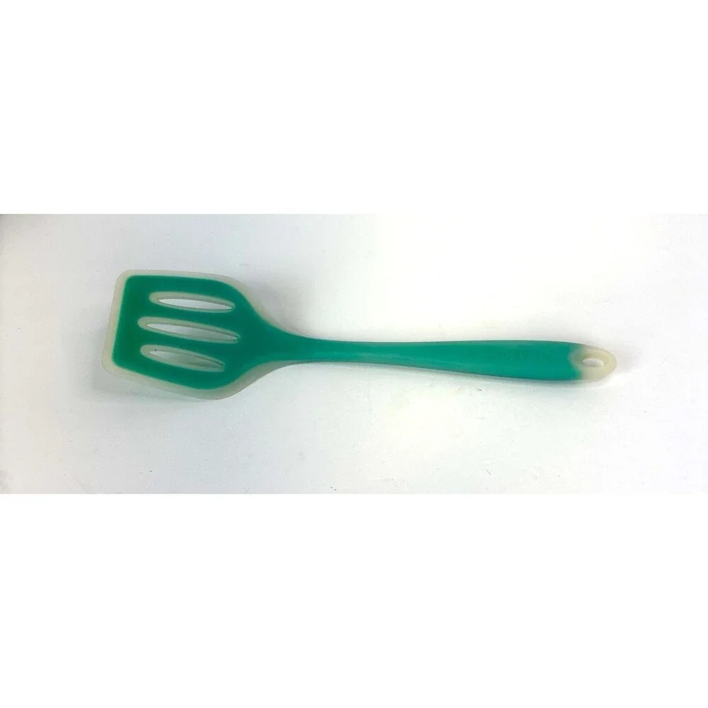 Polar Pantry Silicone Slotted Design Heat Resistant 12” Spatula Teal Clear EUC